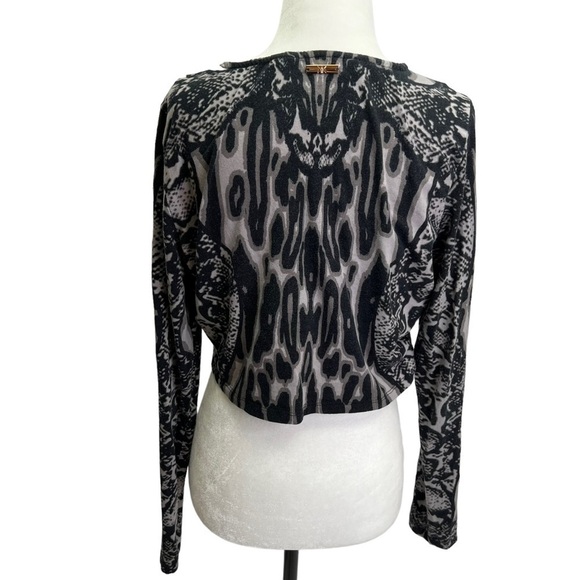 Kardashian Kollection Long Sleeve Cropped Top Animal Print Size L - Picture 7 of 13
